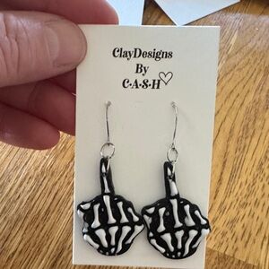 Black and White Skeleton Hand Earrings
